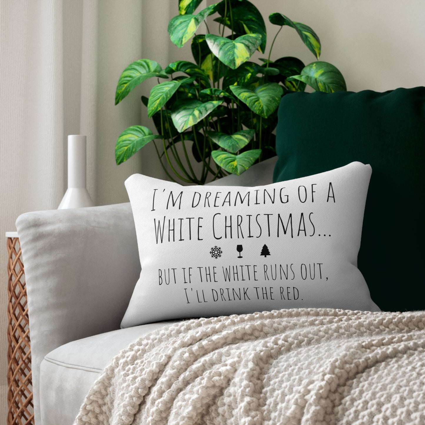 I'm Dreaming of a White Christmas (Christmas) Spun Polyester Lumbar Pillow - CRAV Company